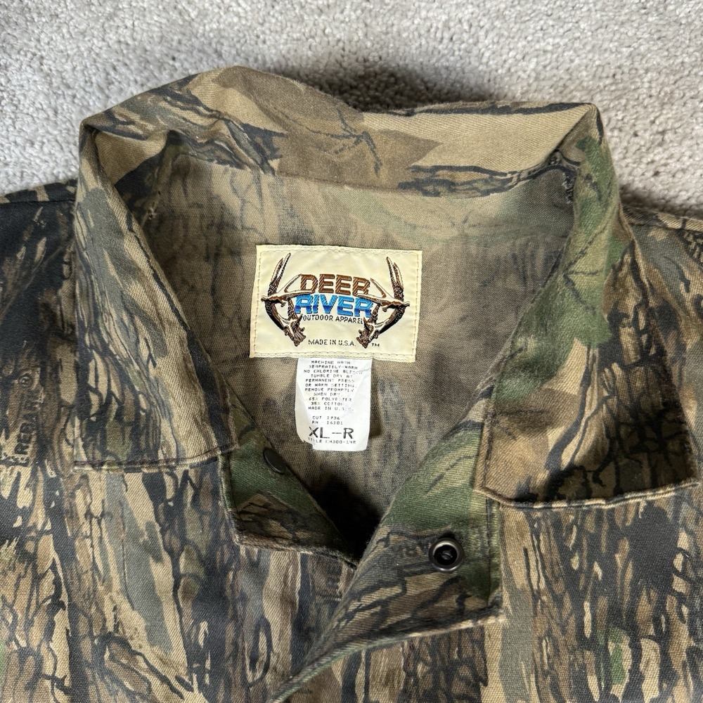 Vintage Deer River Coveralls Men's XL Camo TREBARK Hunting Outdoors USA 90s - Picture 9 of 15